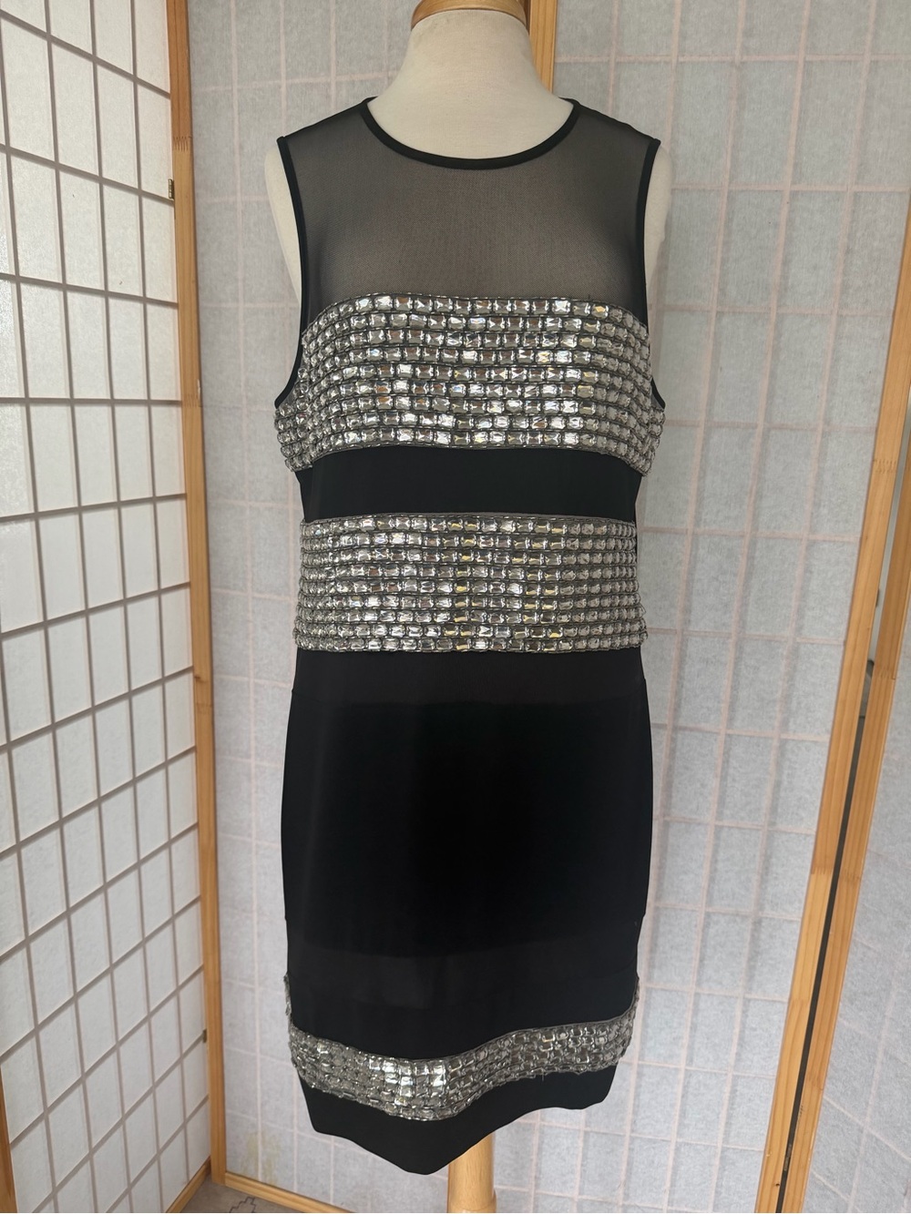 Diane Von Furstenberg Black and Silver Mini Dress